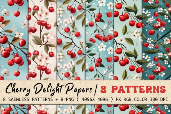 Cherry Delight Seamless Patterns: A Versatile Design Resource