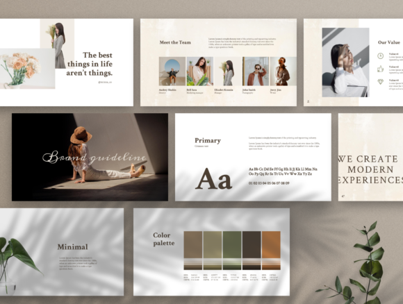 PowerPoint Branding Guideline - MERYLIN: A Minimalist Design for Professional Brand Presentations