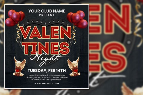 Valentine's Night Square Flyer for Creative and Practical Use