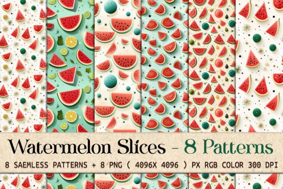 Watermelon Slices Seamless Patterns and High-Resolution PNG Backgrounds for Creative Design
